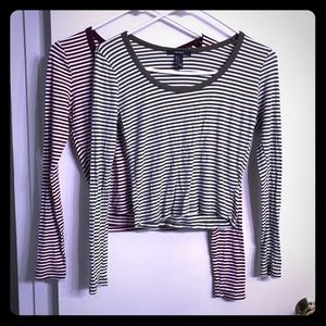 olive/ burgundy semi cropped tops